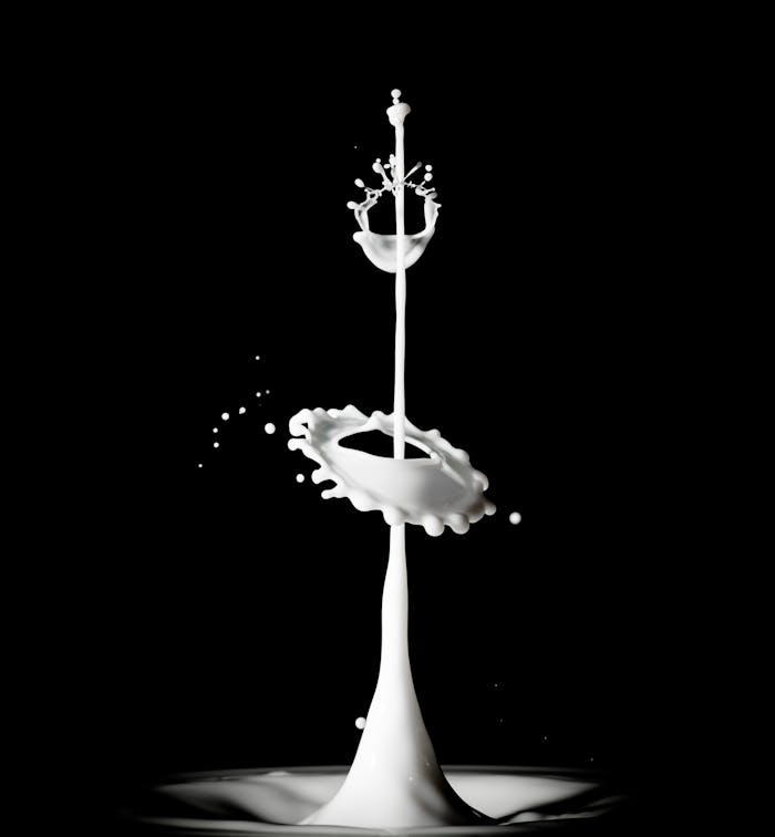 Intricate milk splash captured perfectly with high-speed photography technique.